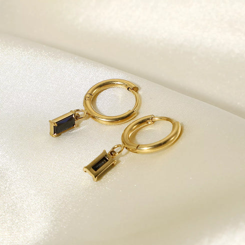 Fyrkantig Hoops Örhängen med Färgglad Cubic Zircon